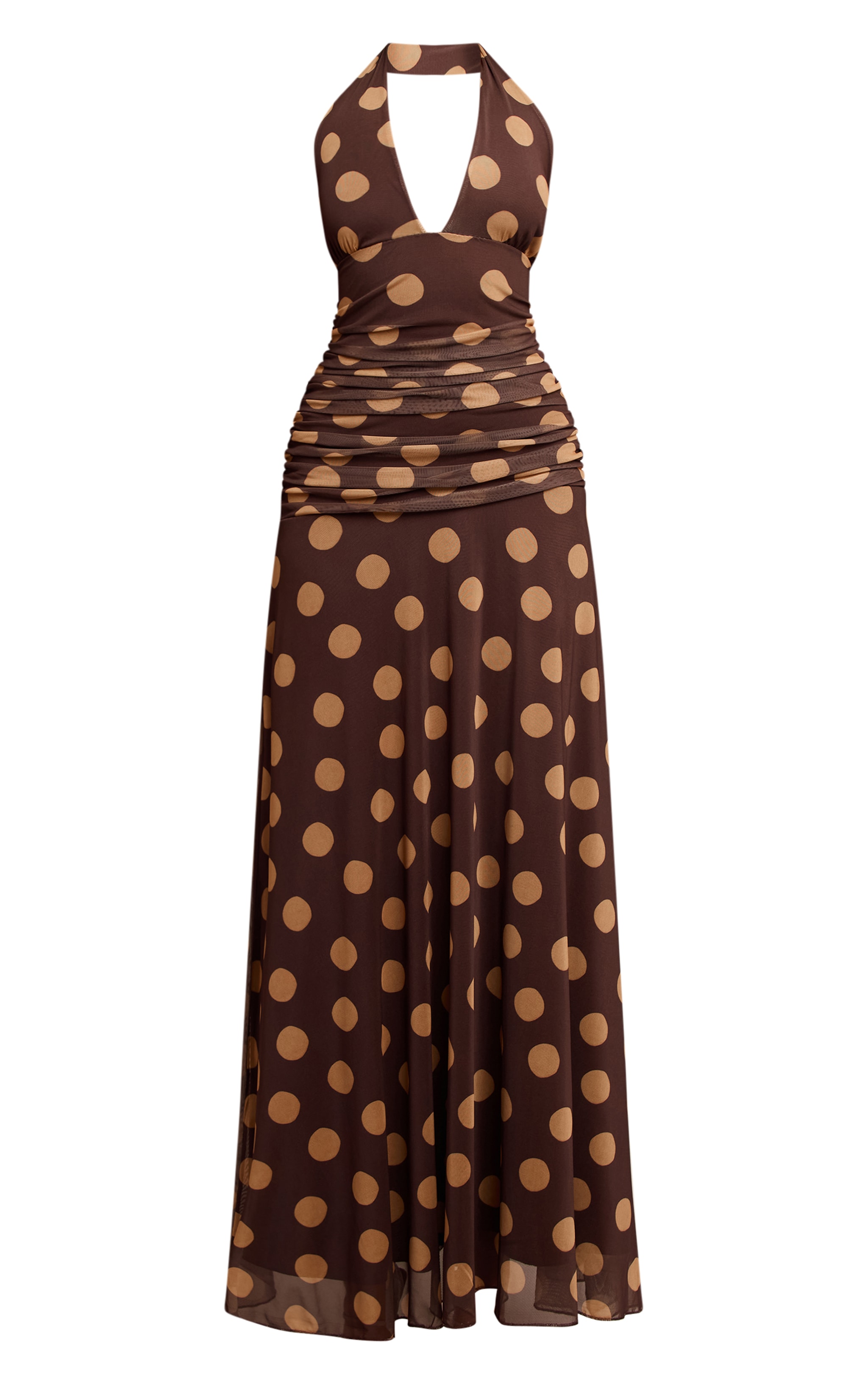 Yellow Polka Dot Halterneck Maxi Dress image 5