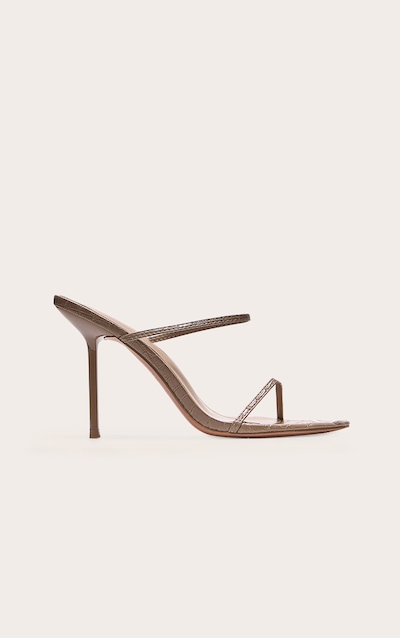 PLT Label Talons fins en PU taupe effet croco à bout pointu