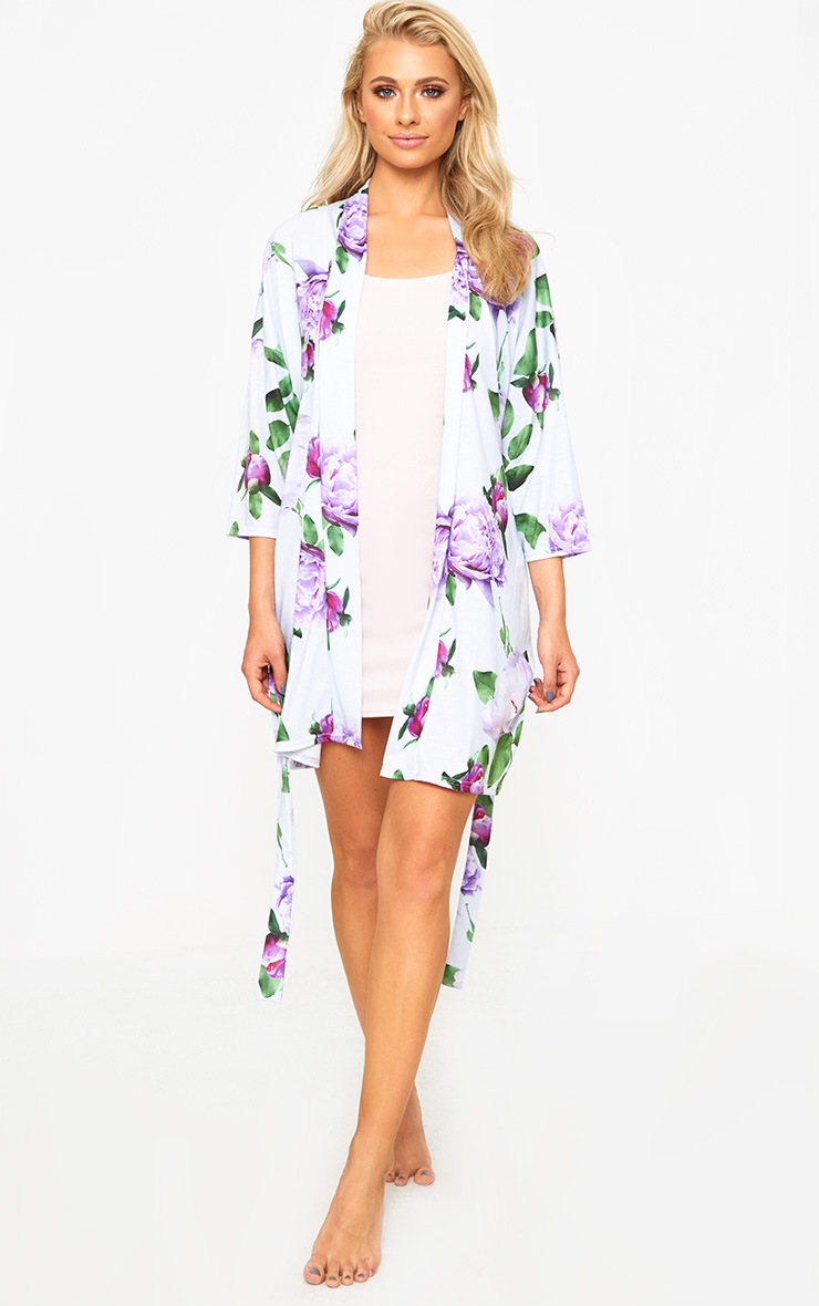 Bride Grey Floral Dressing Gown. Nightwear & Onesies PrettyLittleThing