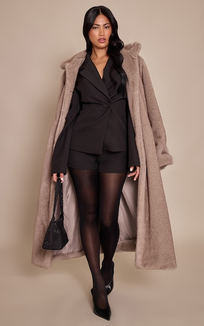 Black Woven Blazer Tailored Playsuit