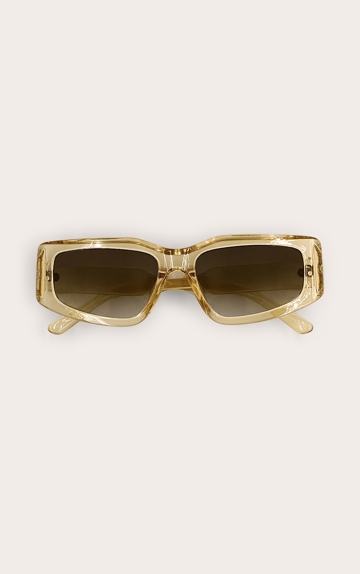 Lunettes de soleil carrées angulaires cristalisées jaune beurre image 2
