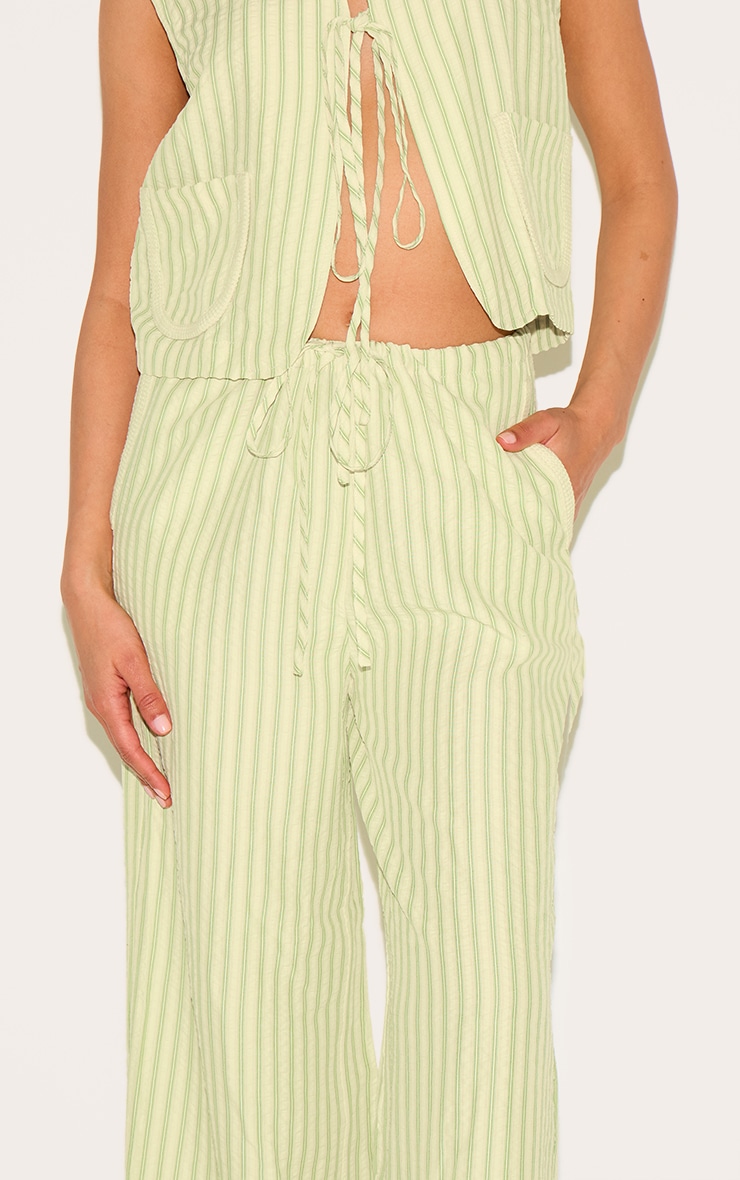 Petite Olive Striped Woven Wide Leg Pants image 4