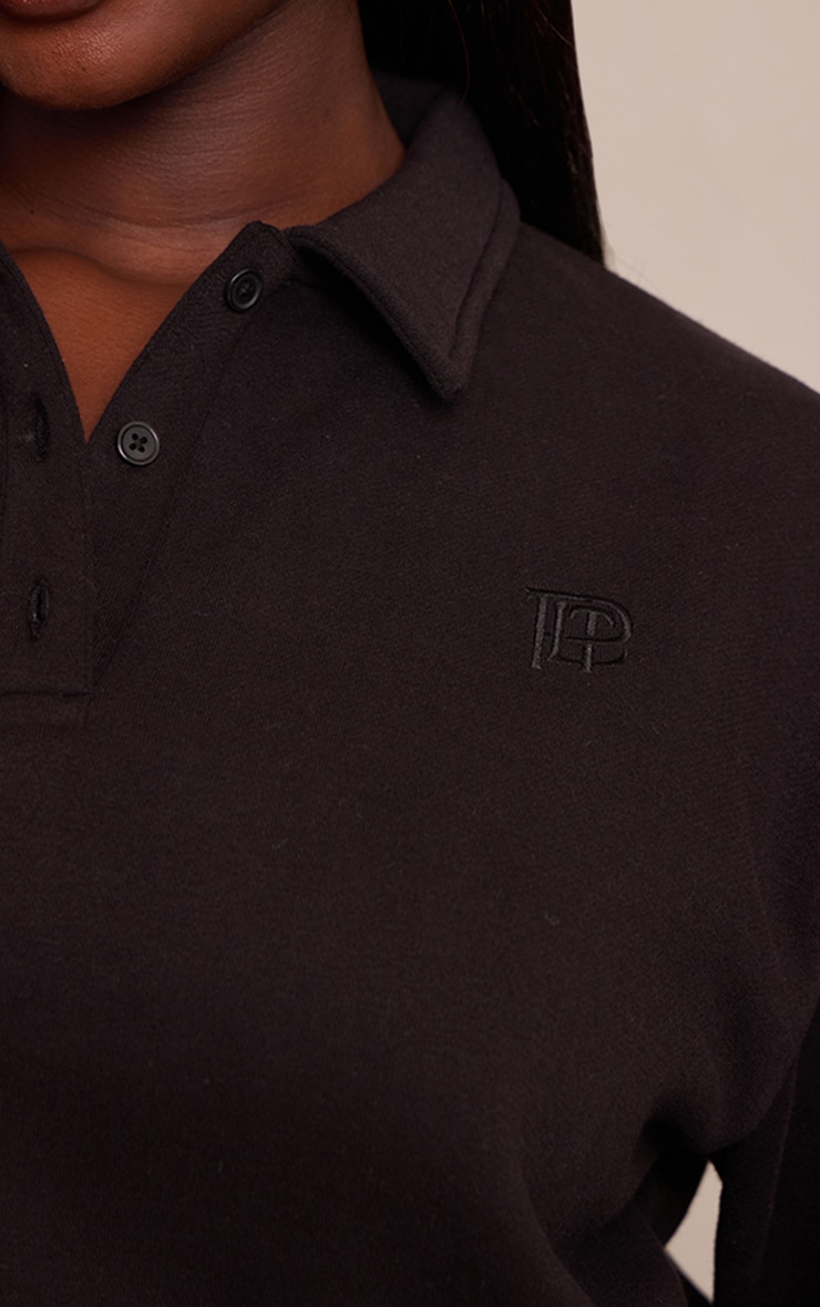 Plus Black Prettylittlething Polo Sweatshirt image 4