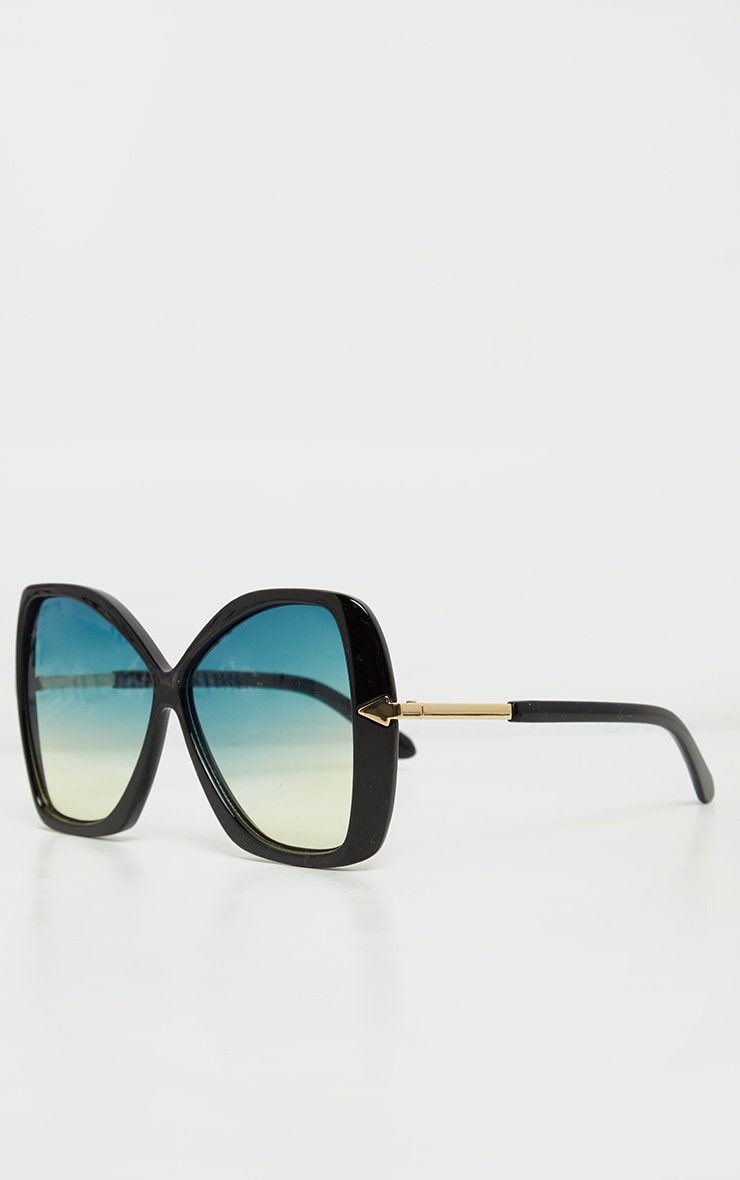 Black Oversized Angled Square Sunglasses image 3