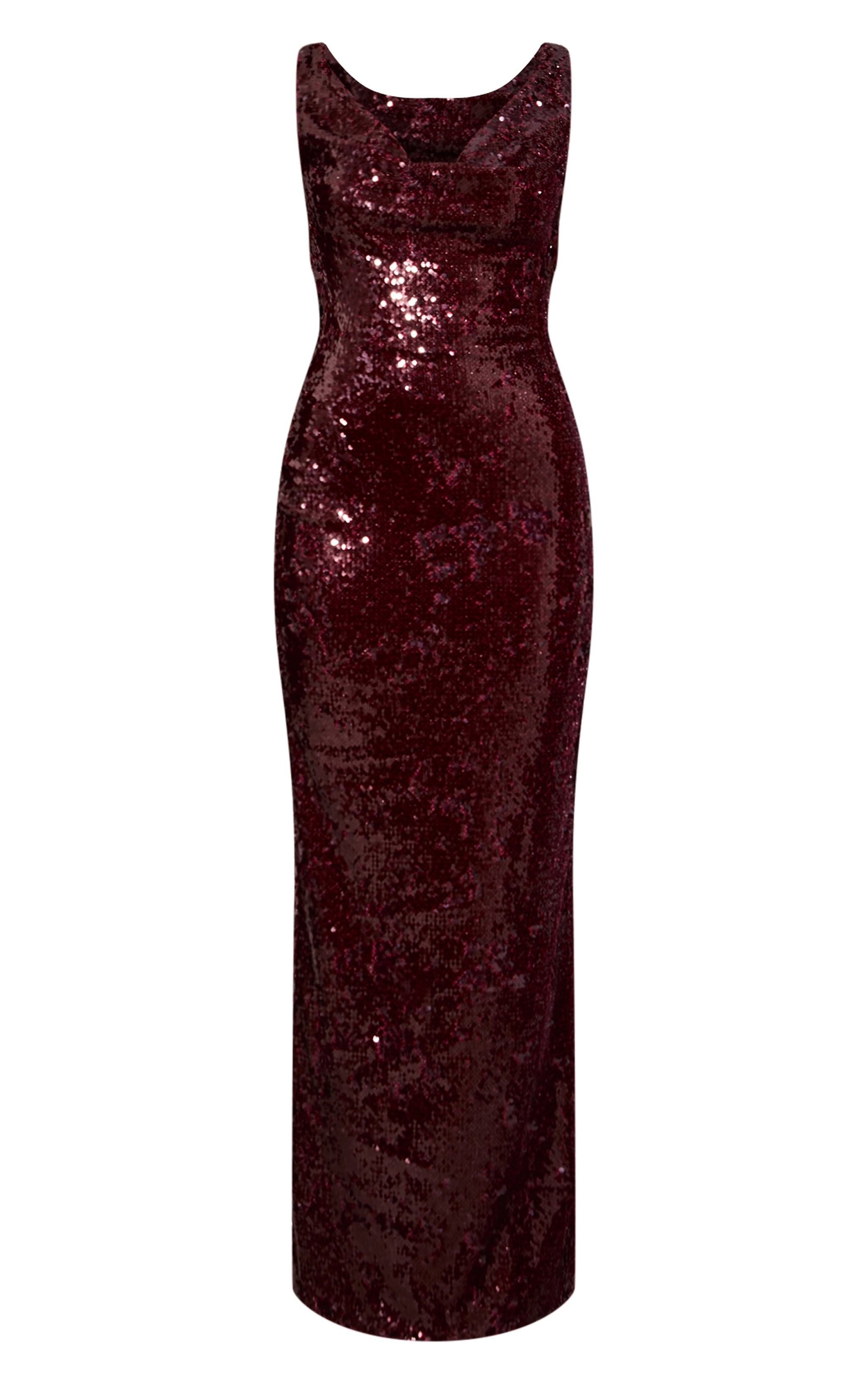 Wine Sequin Cowl Maxi Dress image 5