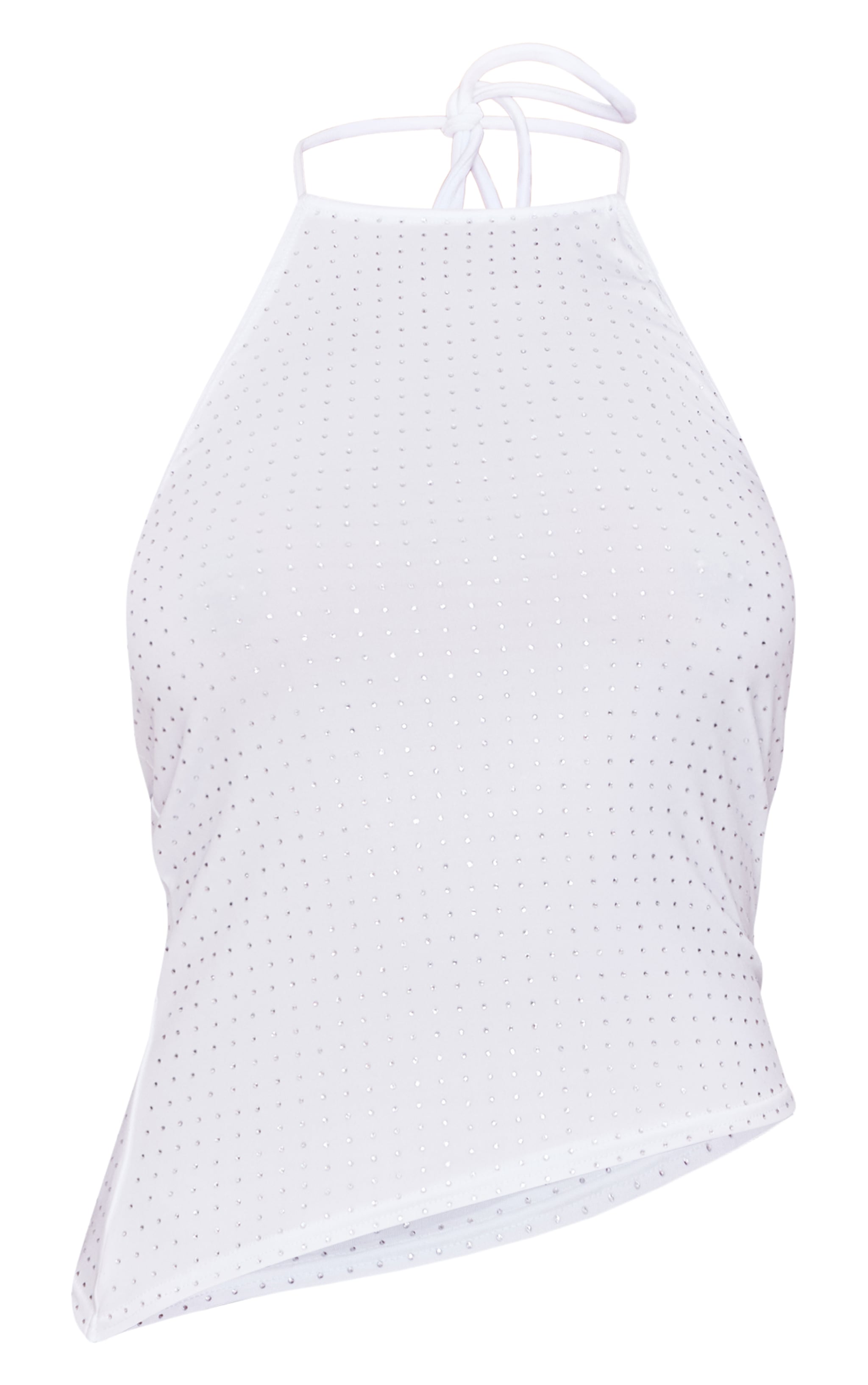 Top long blanc à dos nu et strass image 5