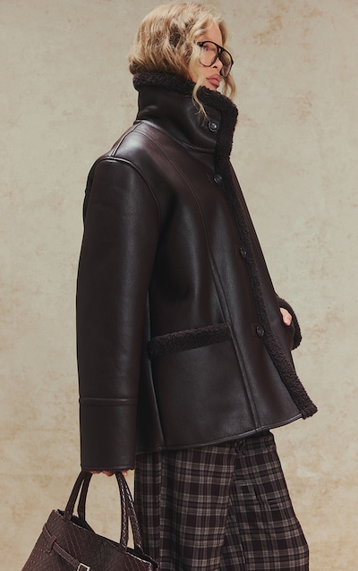 Veste aviateur bordeaux à col entonnoir et détails en imitation mouton