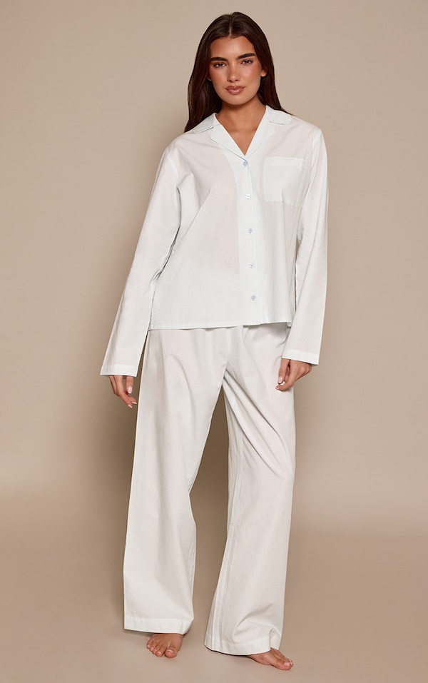 Baby Blue Contrast Sleepover Club Button Up Pyjamas