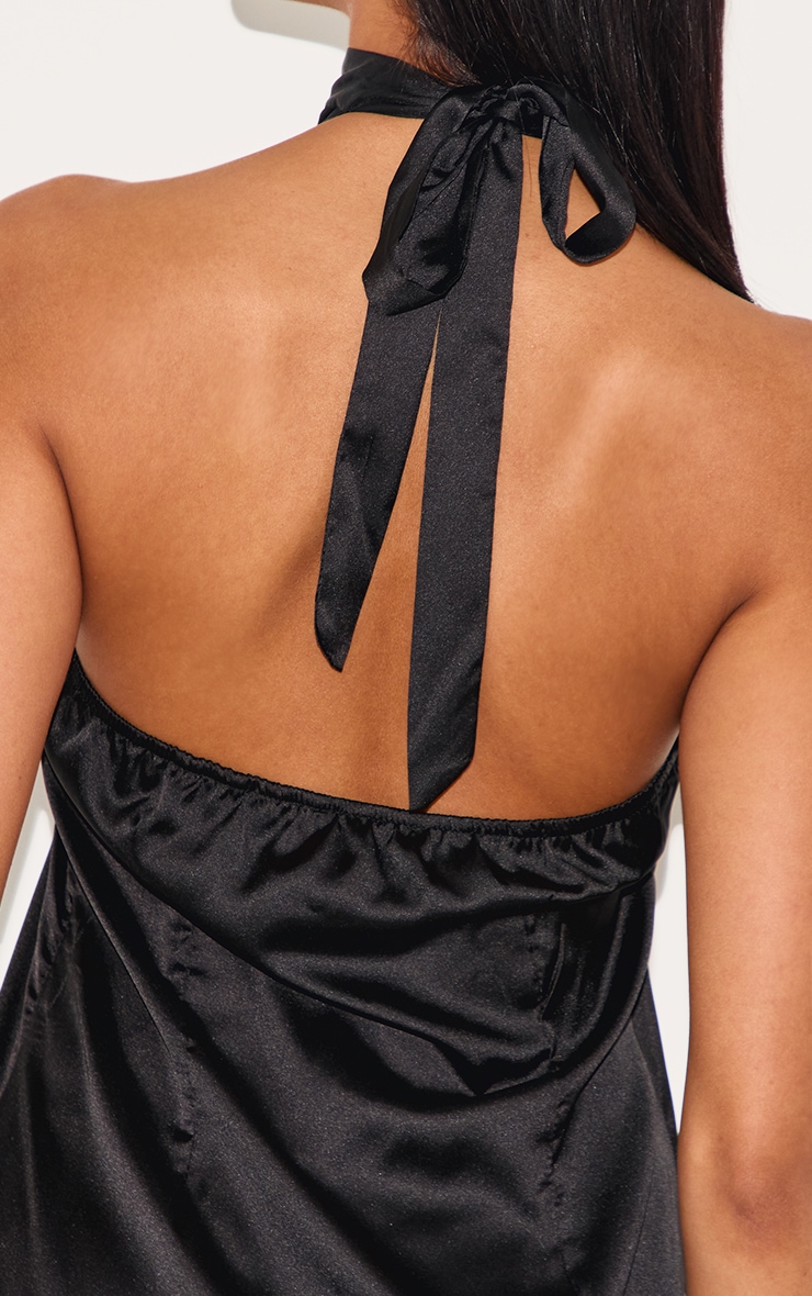 Black Halter neck Satin Bodycon Dress image 4