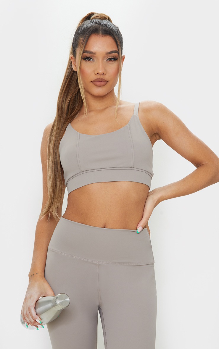Crop top Sculpt Luxe taupe à liserés
