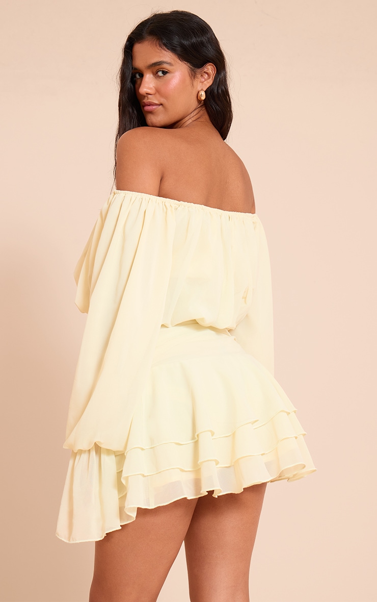 Lemon Chiffon Bardot Balloon Sleeve Top image 2