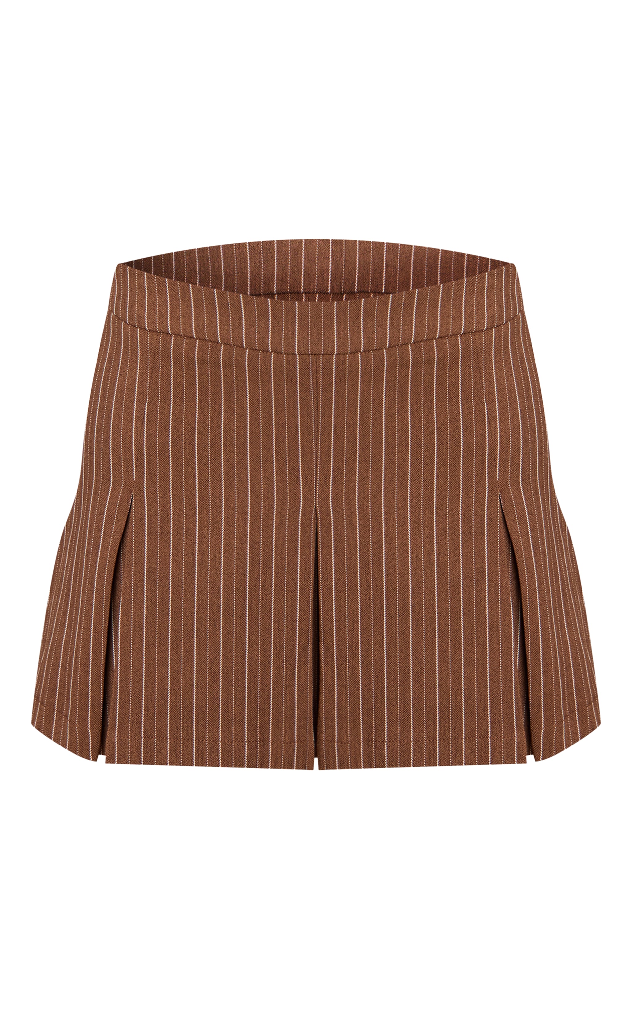 Mini-jupe de tailleur tissée chocolat plissée à chevrons image 6