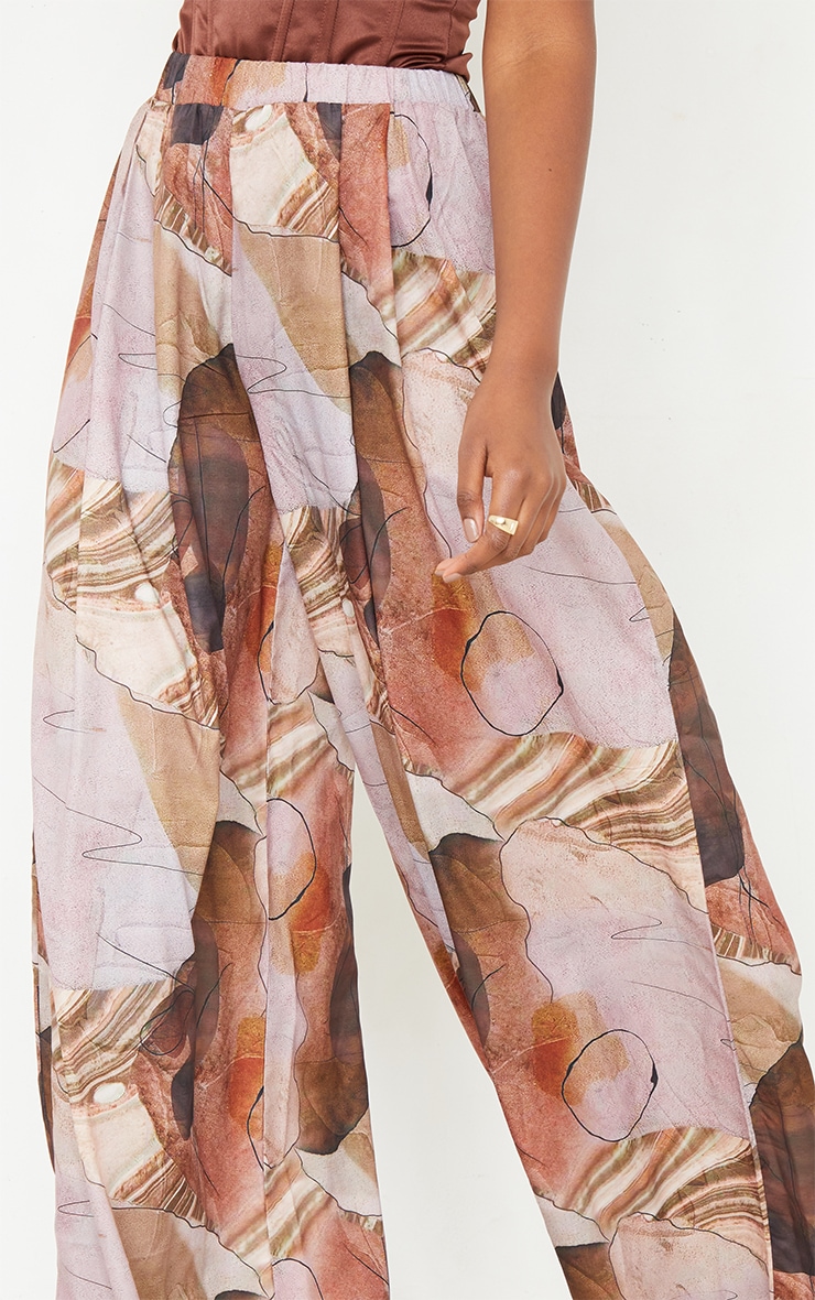 Sand Abstract Print Palazzo Pants image 4