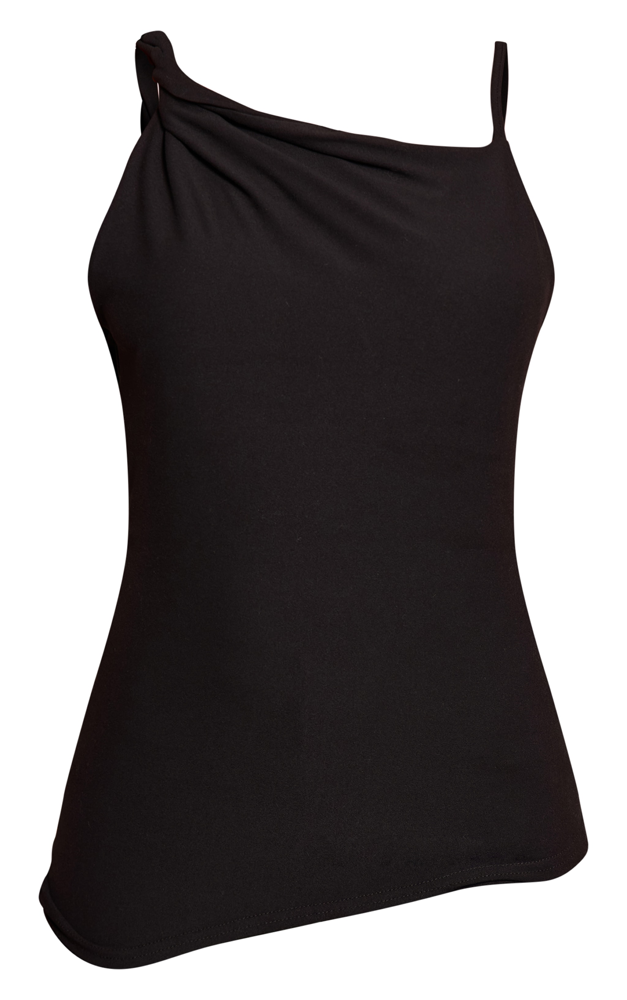Top noir toucher doux à bretelle asymétrique image 5