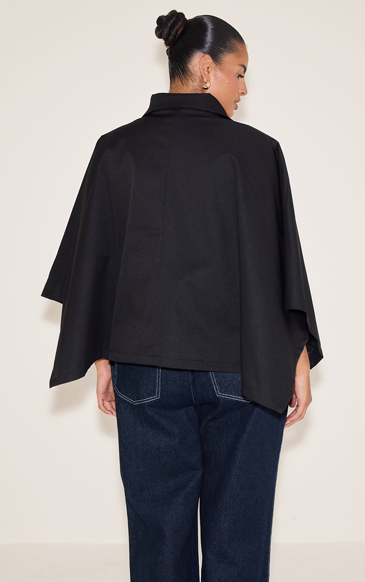 Plus Black Batwing Cropped Trench Style Jacket image 2