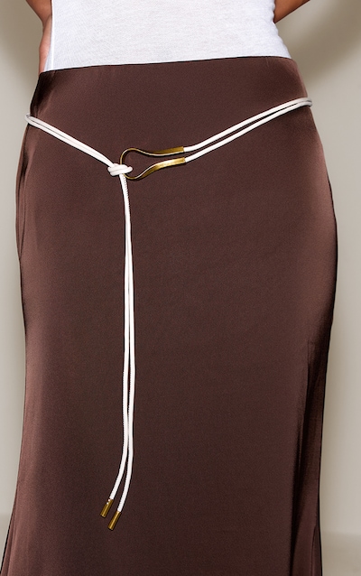 Ceinture en corde crème à détails en métal doré