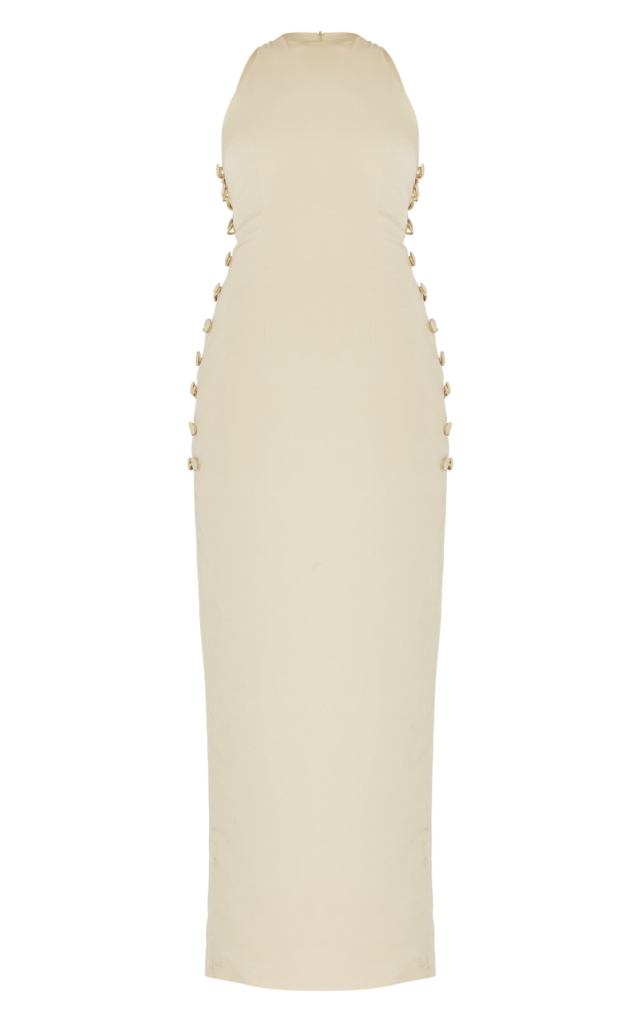 Sage Woven Racer Button Detail Midaxi Dress image 5