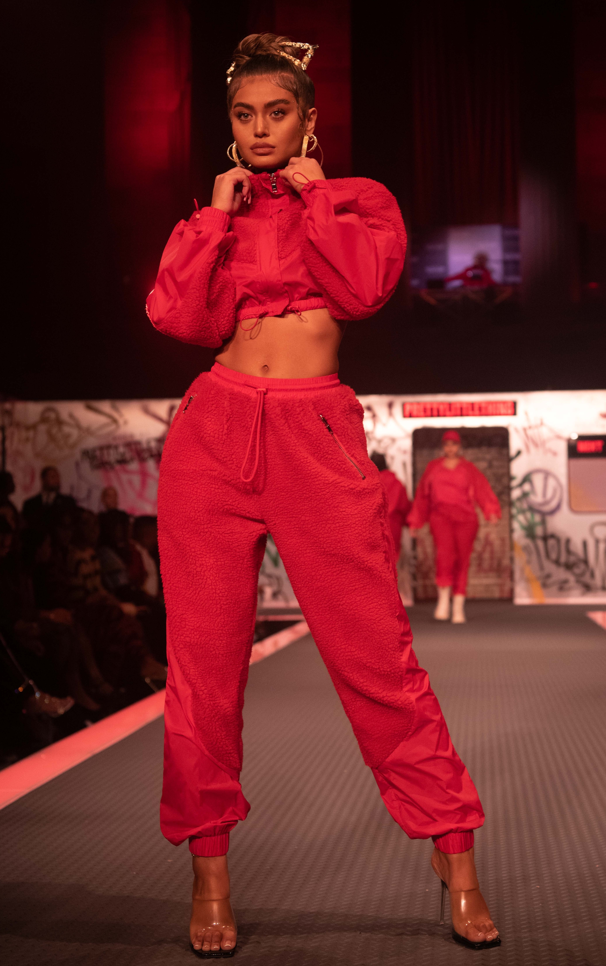 Red Borg Panel Nylon Joggers