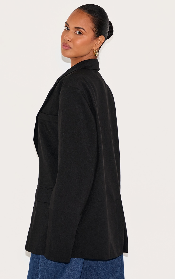 Black Boxy Drop Shoulder Oversized Dad Blazer image 2