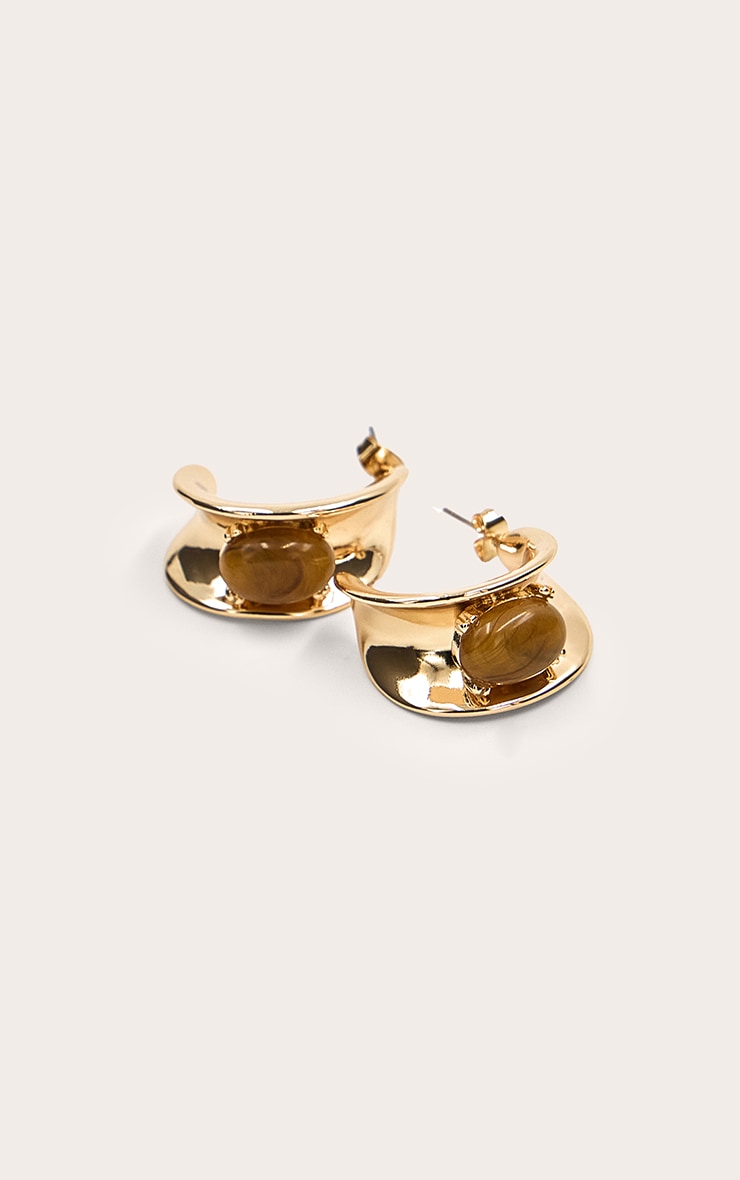 Brown Resin Chunky Hoop Earrings image 3