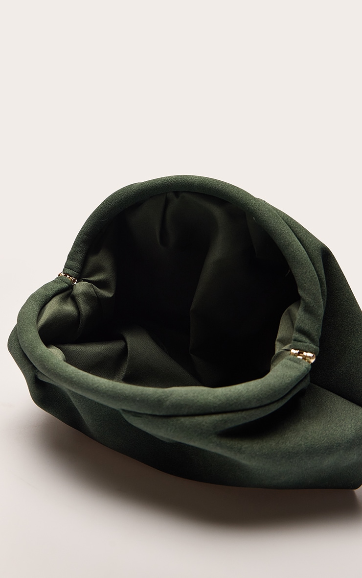 Forrest Green Faux Suede Hard Handle Clutch Bag image 5