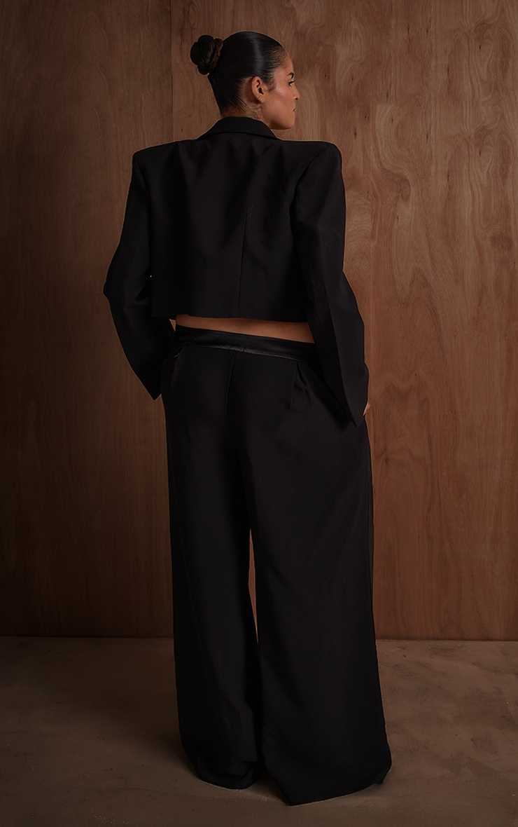 PLT Label Plus Black Satin Waistband Wide Leg Pants image 2