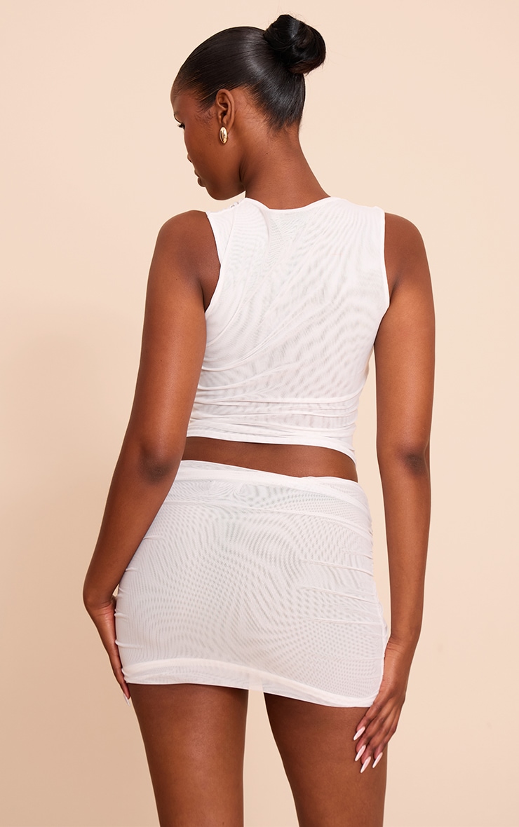 Top en mesh blanc froncé image 2
