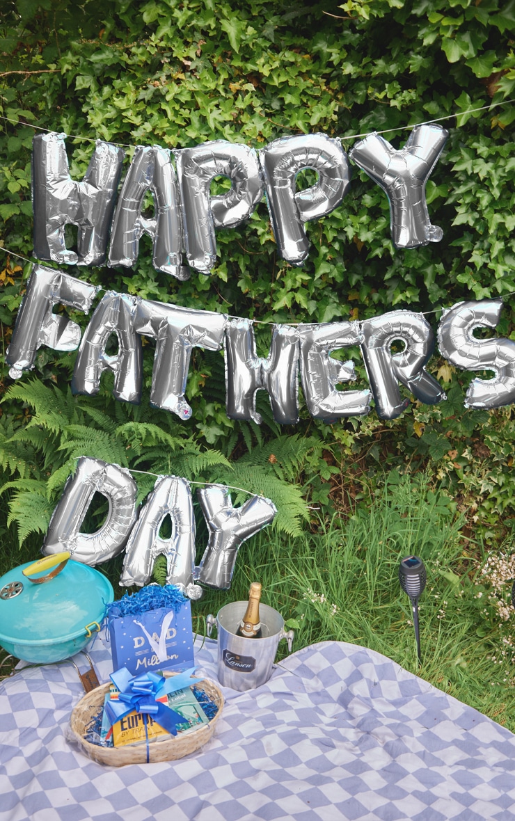 Father's Day Foil Balloon Banner Silver image 1