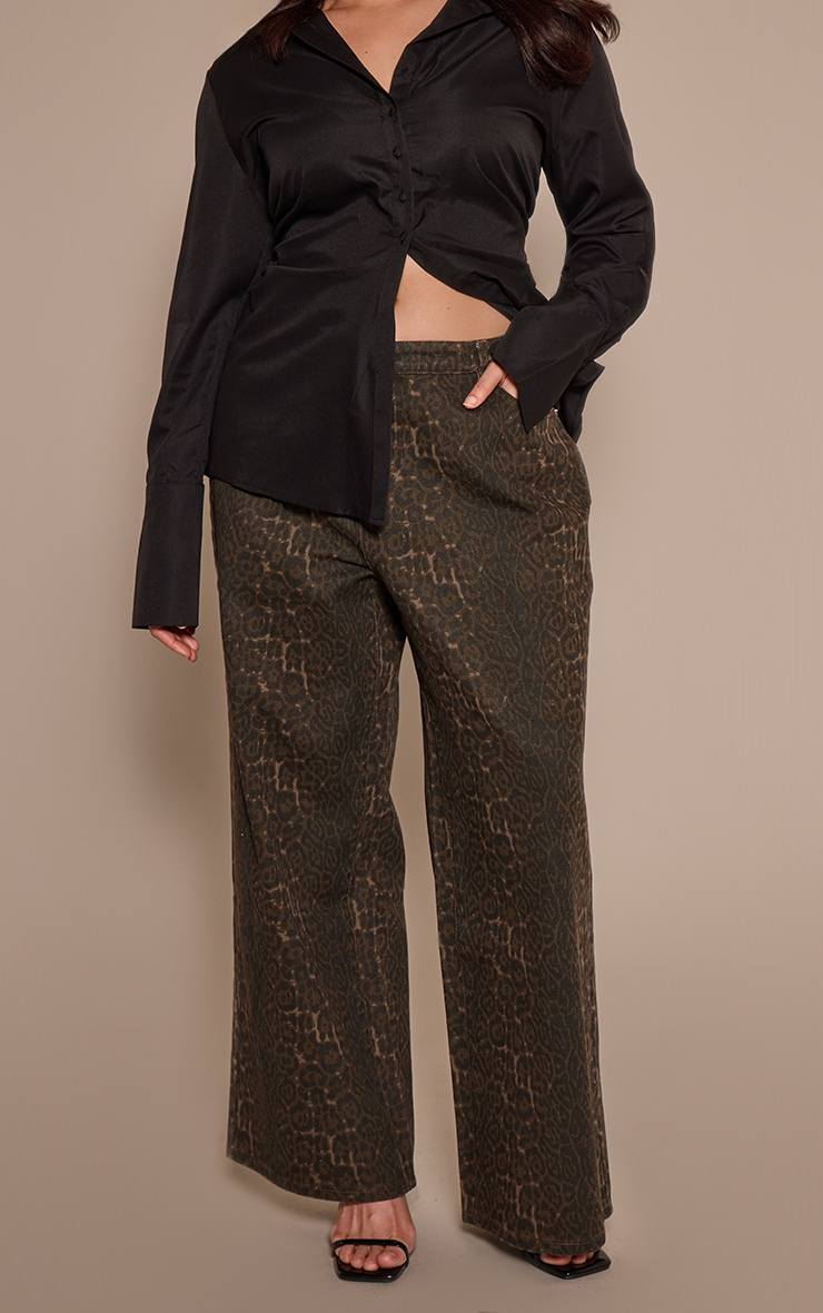Plus Mid Rise Leopard Print Jeans  image 2
