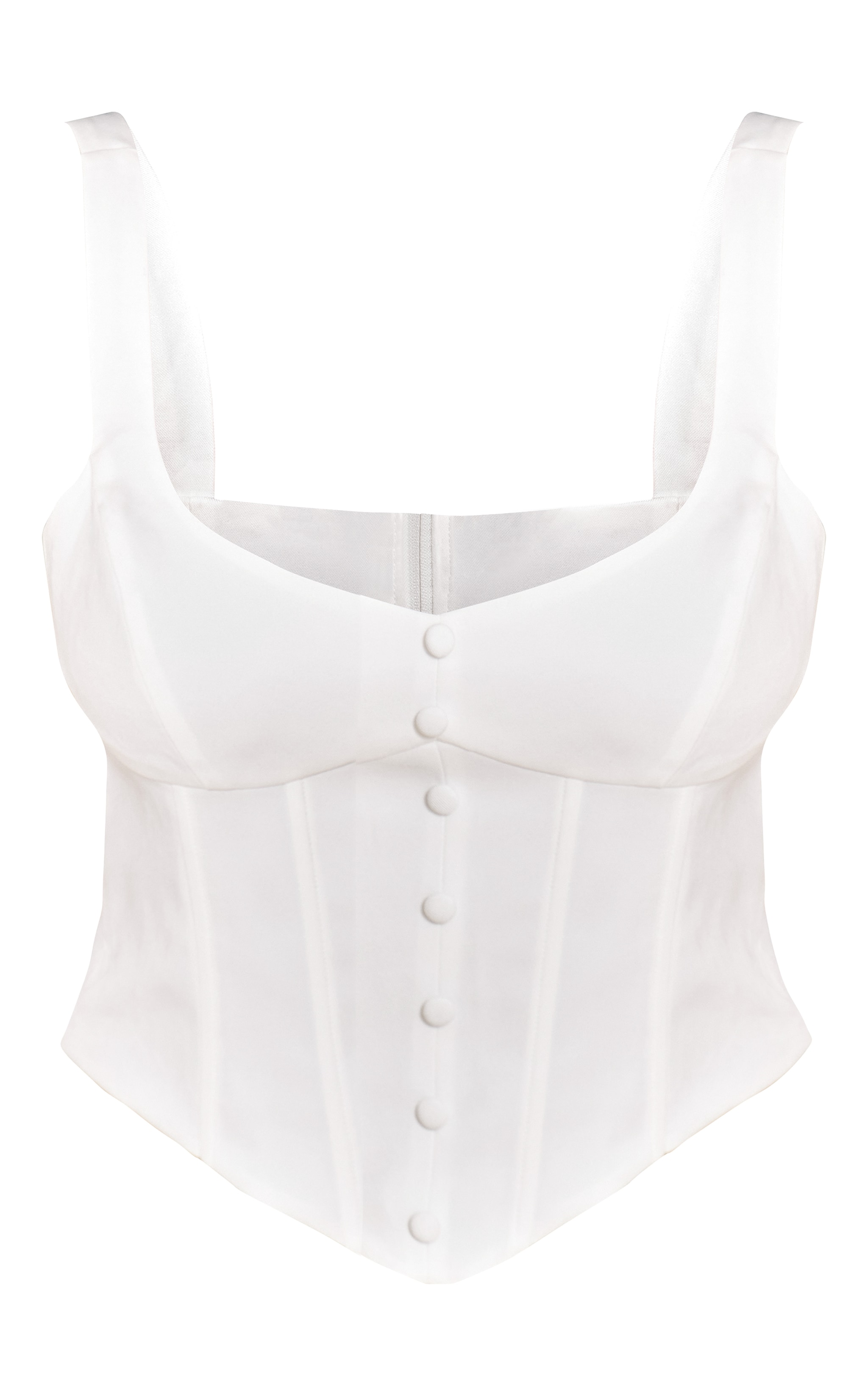 Shape Top corset blanc à col rond et boutons devant image 5
