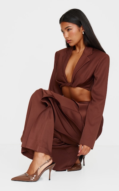 Chocolate PU Wide Fit Point Toe Heeled Sandals