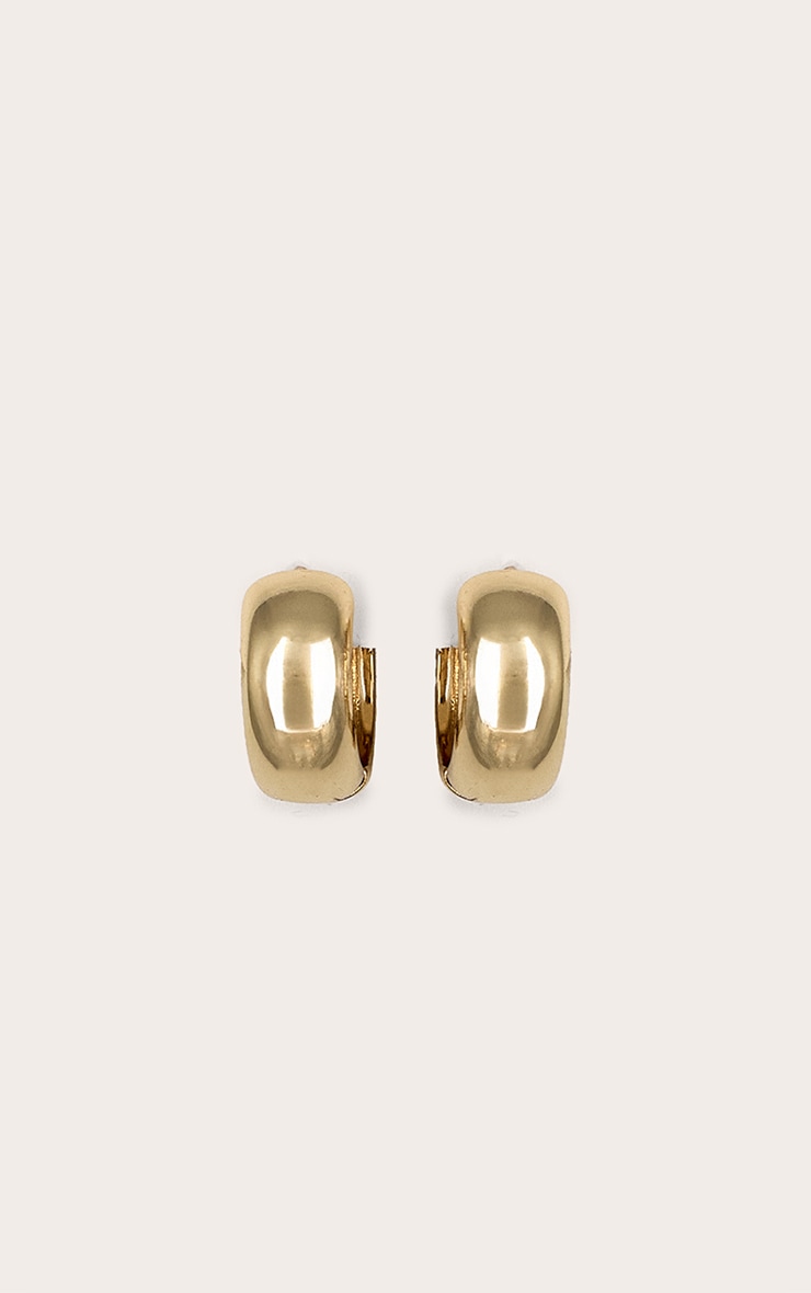 Gold Chunky Mini Hoop Earring image 2