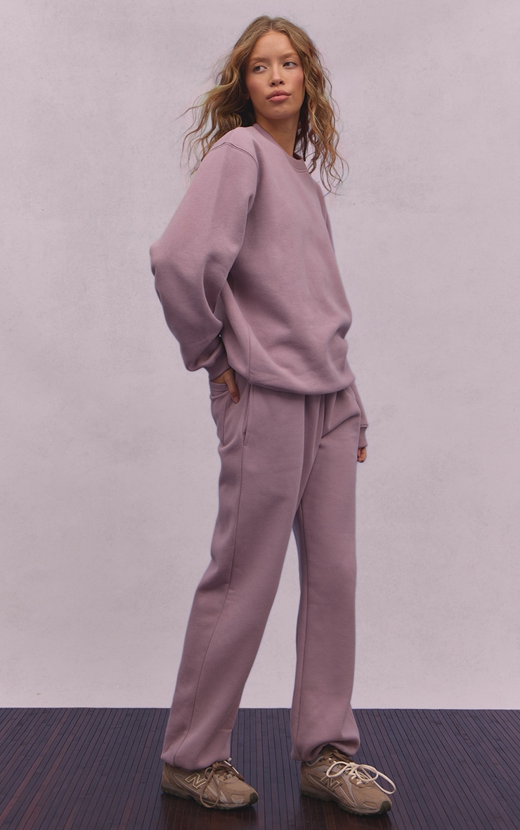 Mauve Cotton Fleece Cuffed Sweat Pants image 2