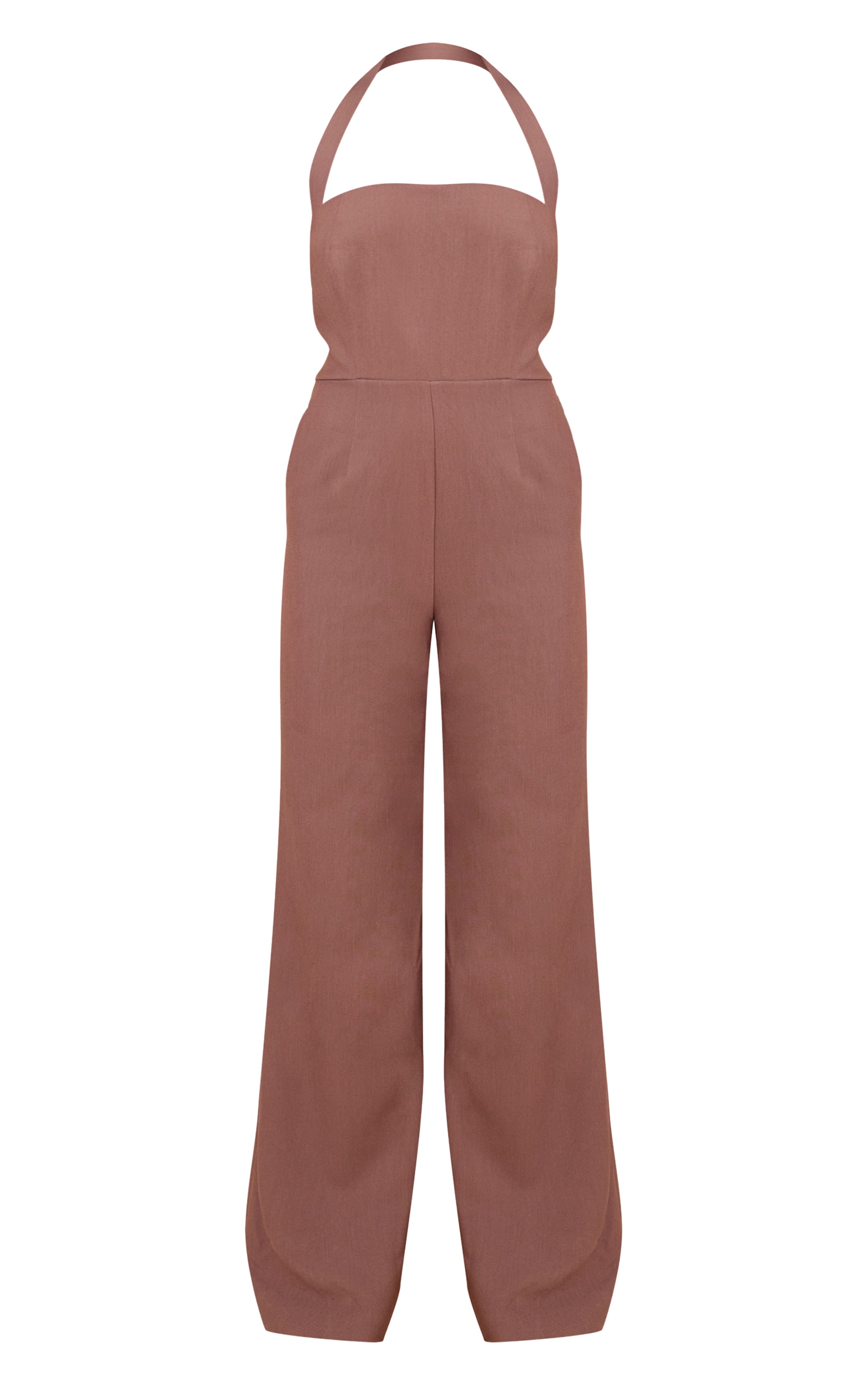 Chocolate Premium Woven Halter Neck Wide Leg Jumpsuit image 5