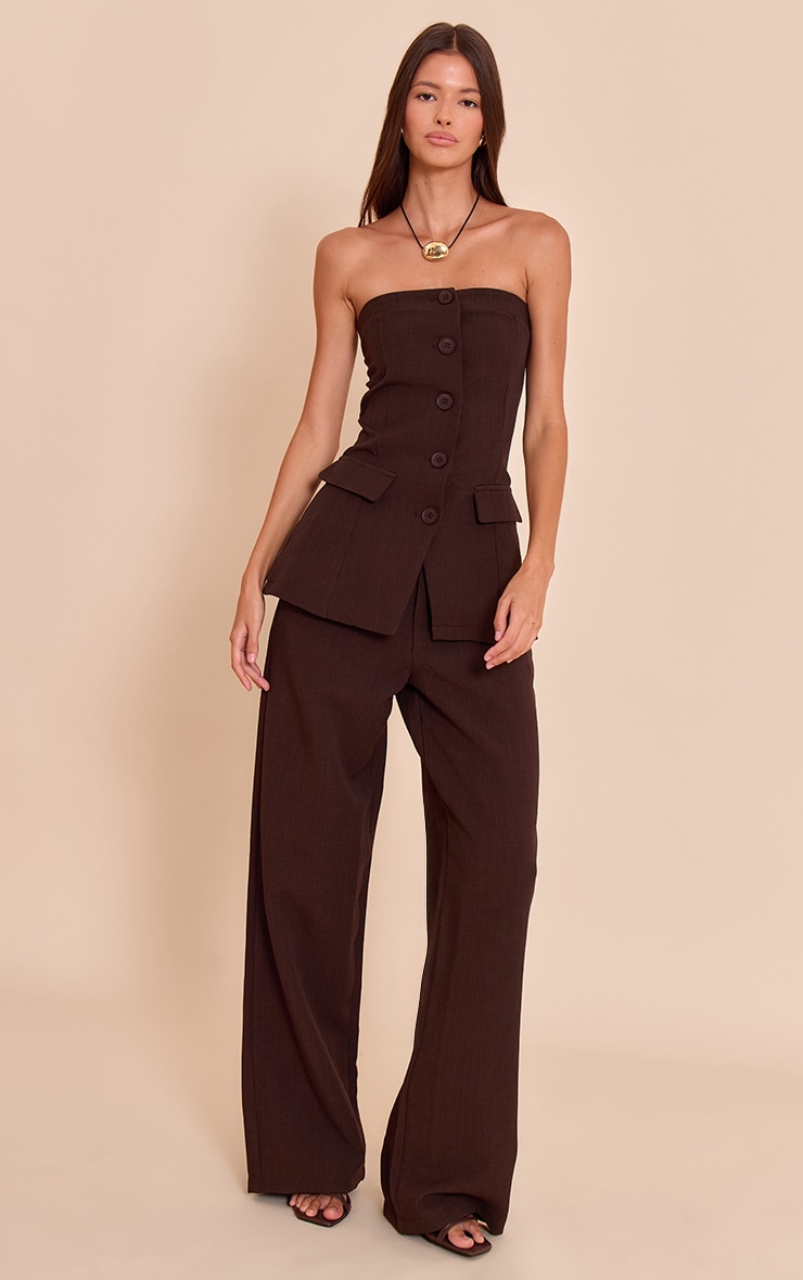 Dark Brown Premium Tailored Woven Top image 3