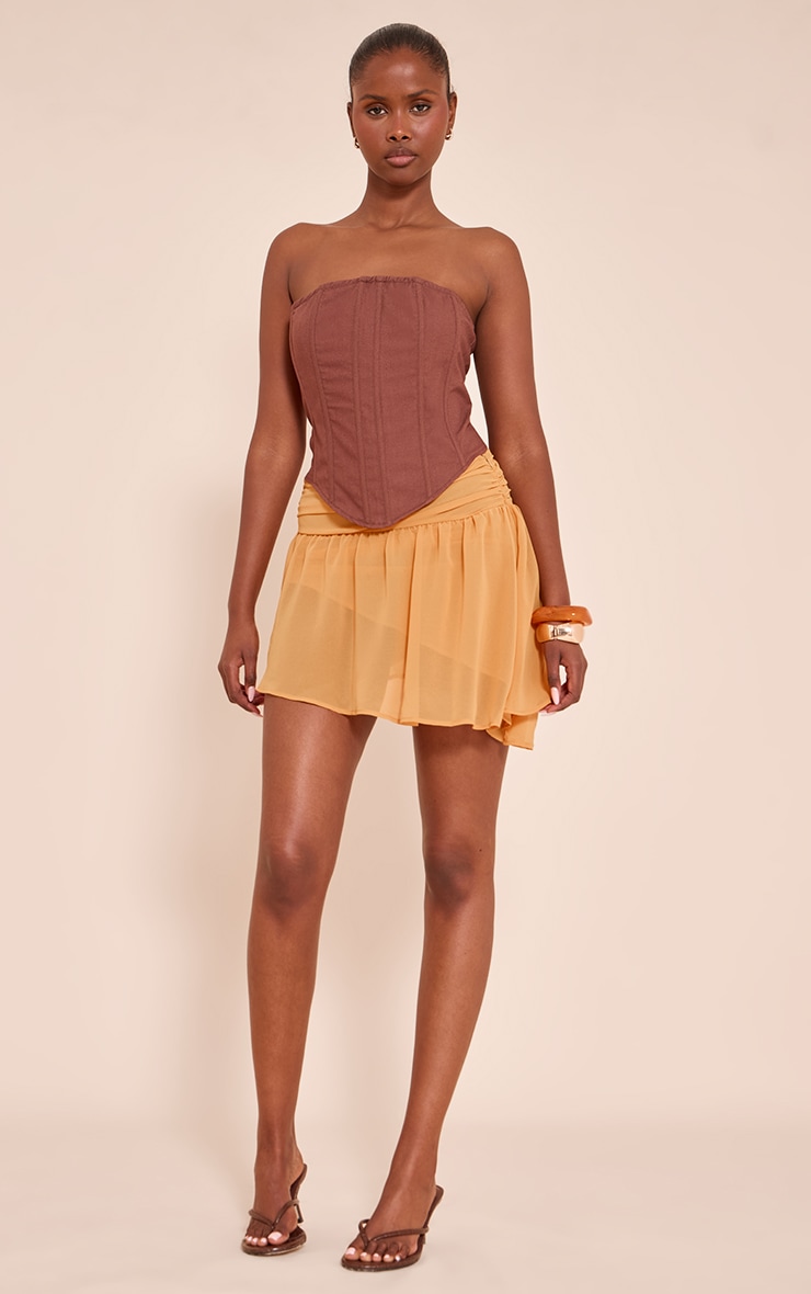 Amber Chiffon Fold Over Detail Floaty Mini Skirt image 4