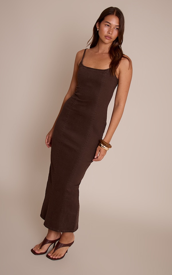 Chocolate Cami Strap Maxi Dress