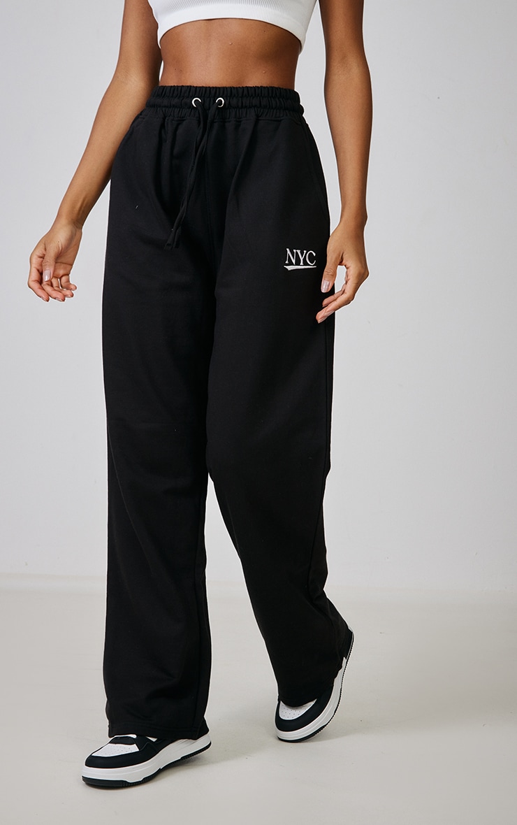 Black Nyc Printed Wide Leg Joggers image 2