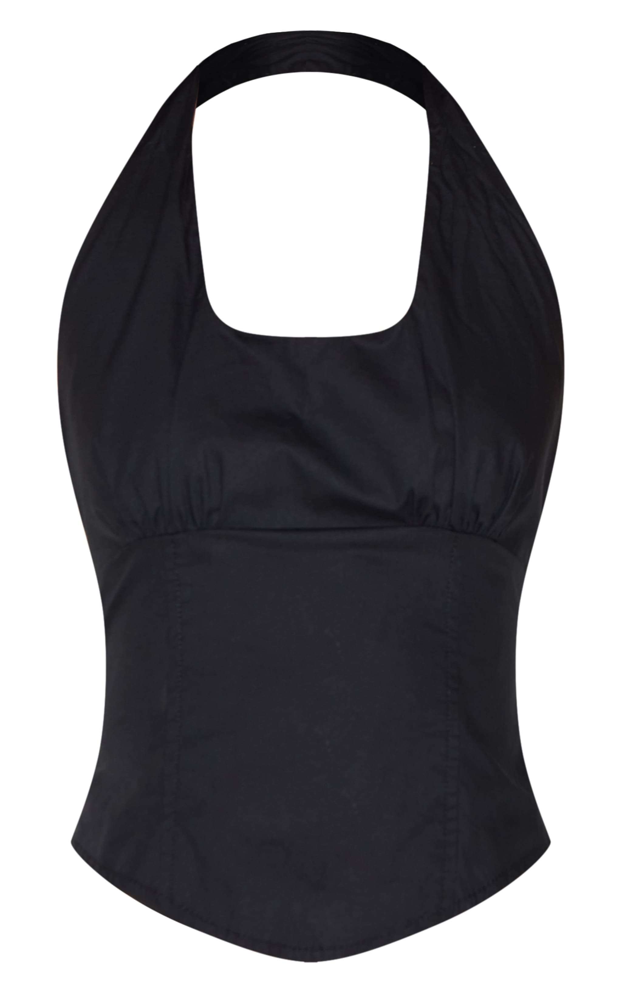 Black Halterneck Dip Hem Top image 5