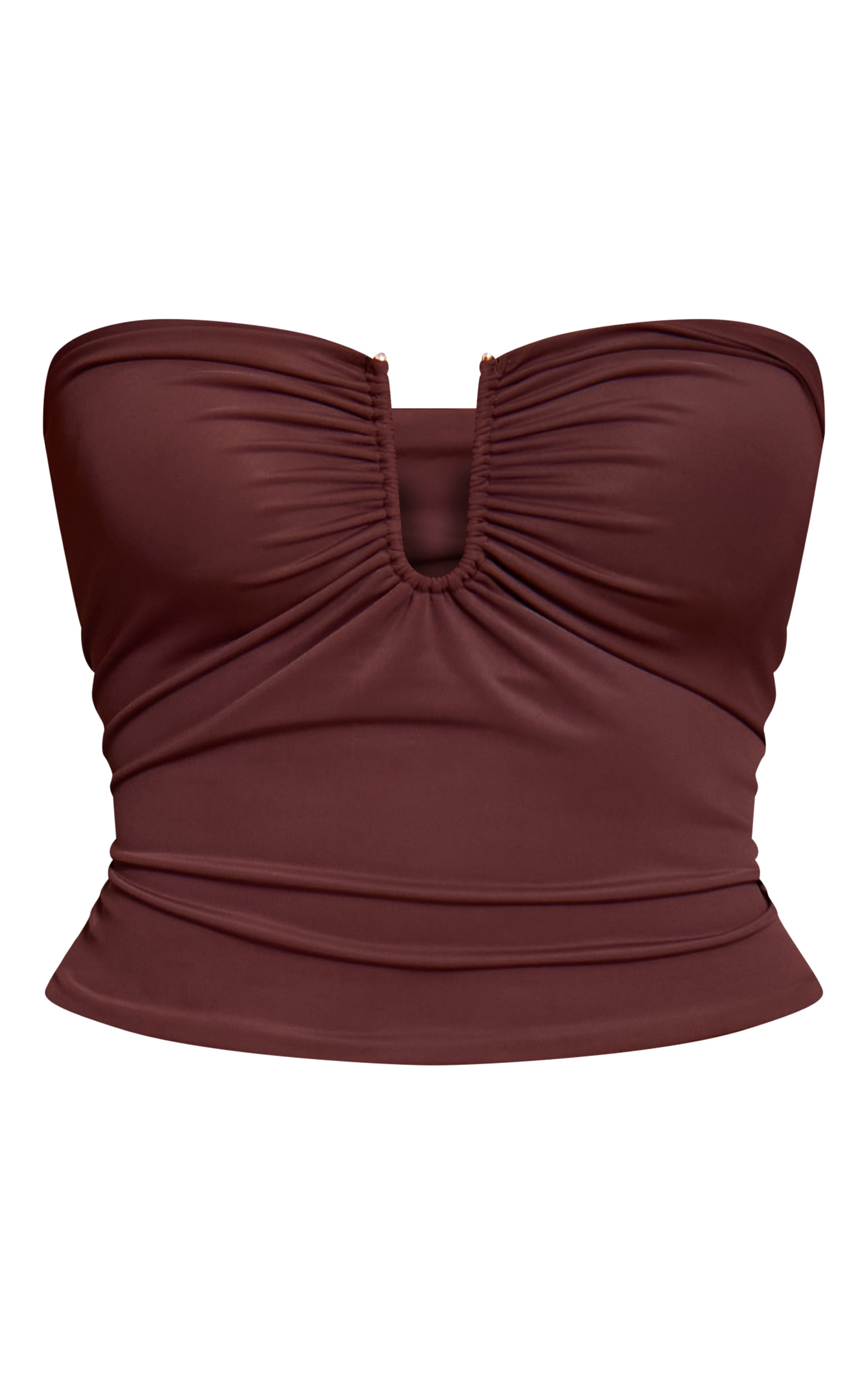 Chocolate Matte Sculpt V Bar Ruched Bandeau Top image 5
