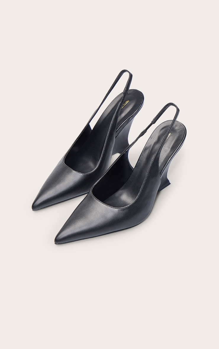 Mules compensées noires à bride derrière image 5