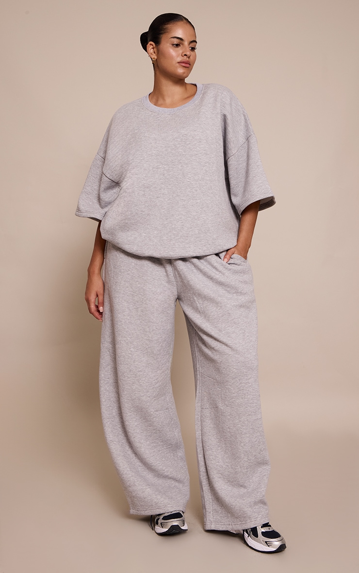 Plus Grey Marl Oversized Drop Shoulder Sweat T-Shirt image 3