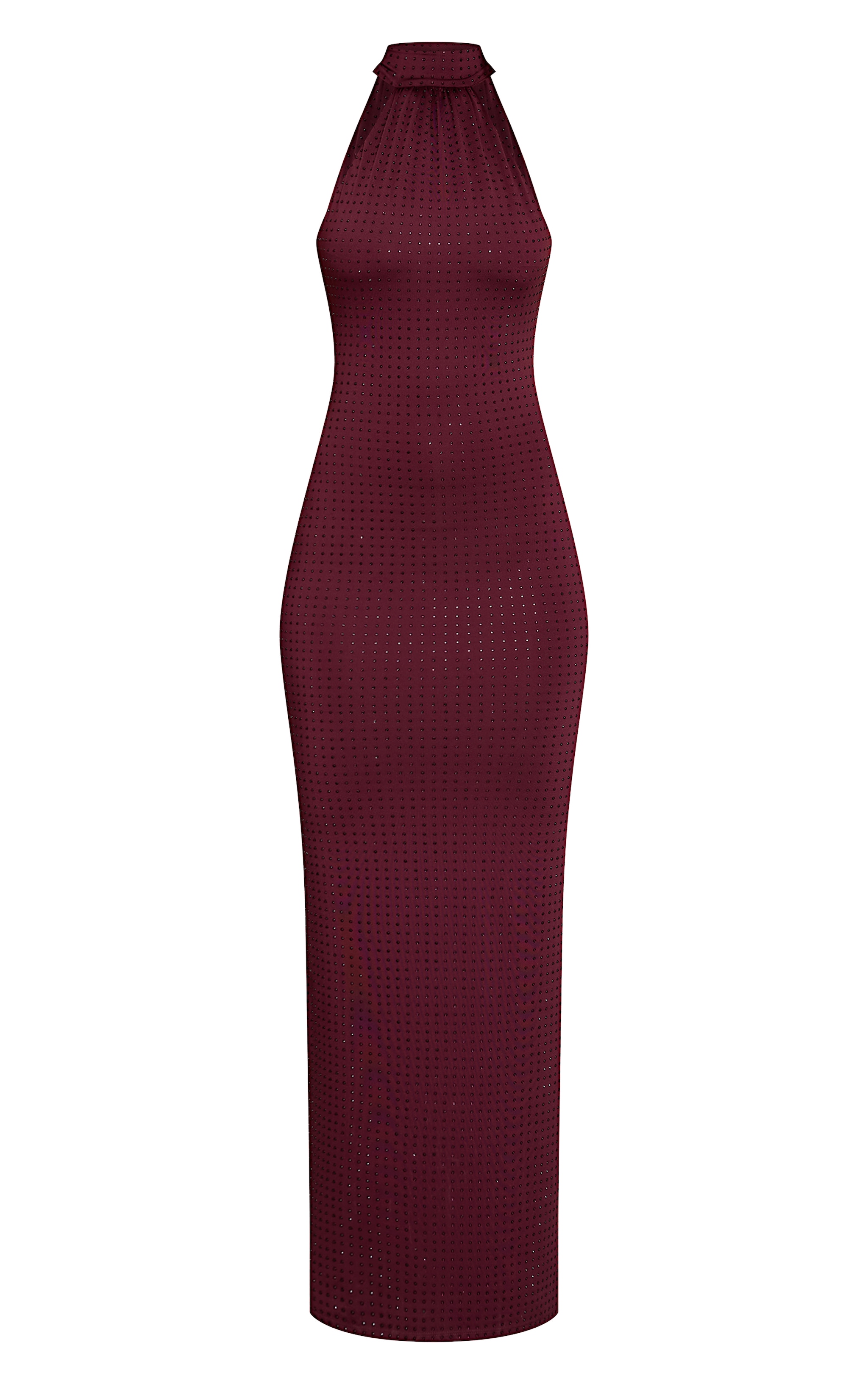 Robe longue bordeaux à dos nu et strass image 5