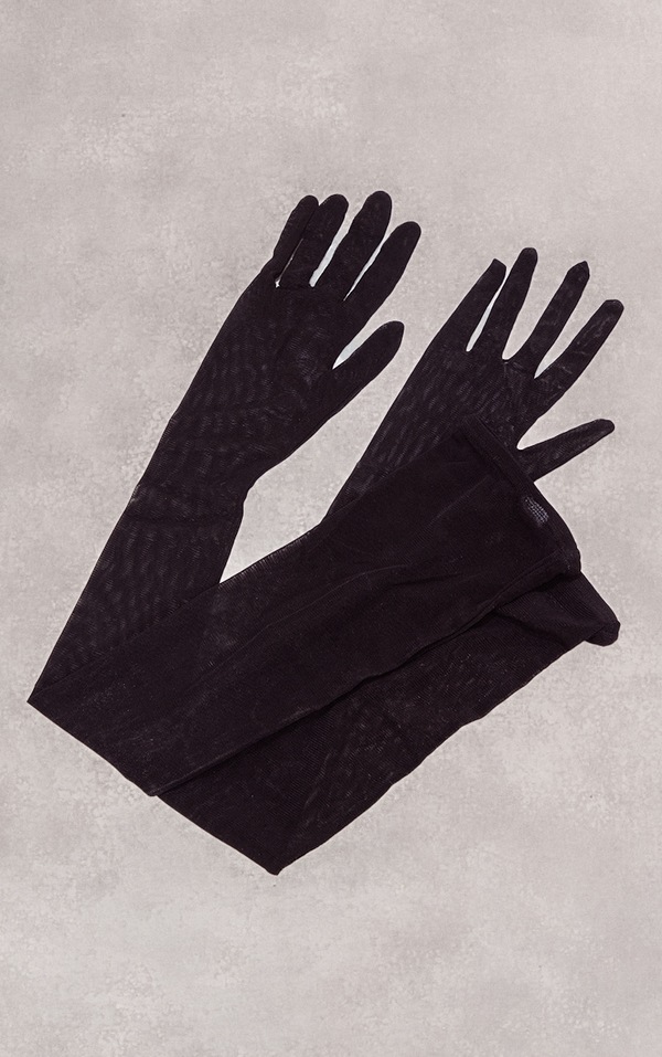 Black Extra Long Mesh Gloves Accessories PrettyLittleThing USA