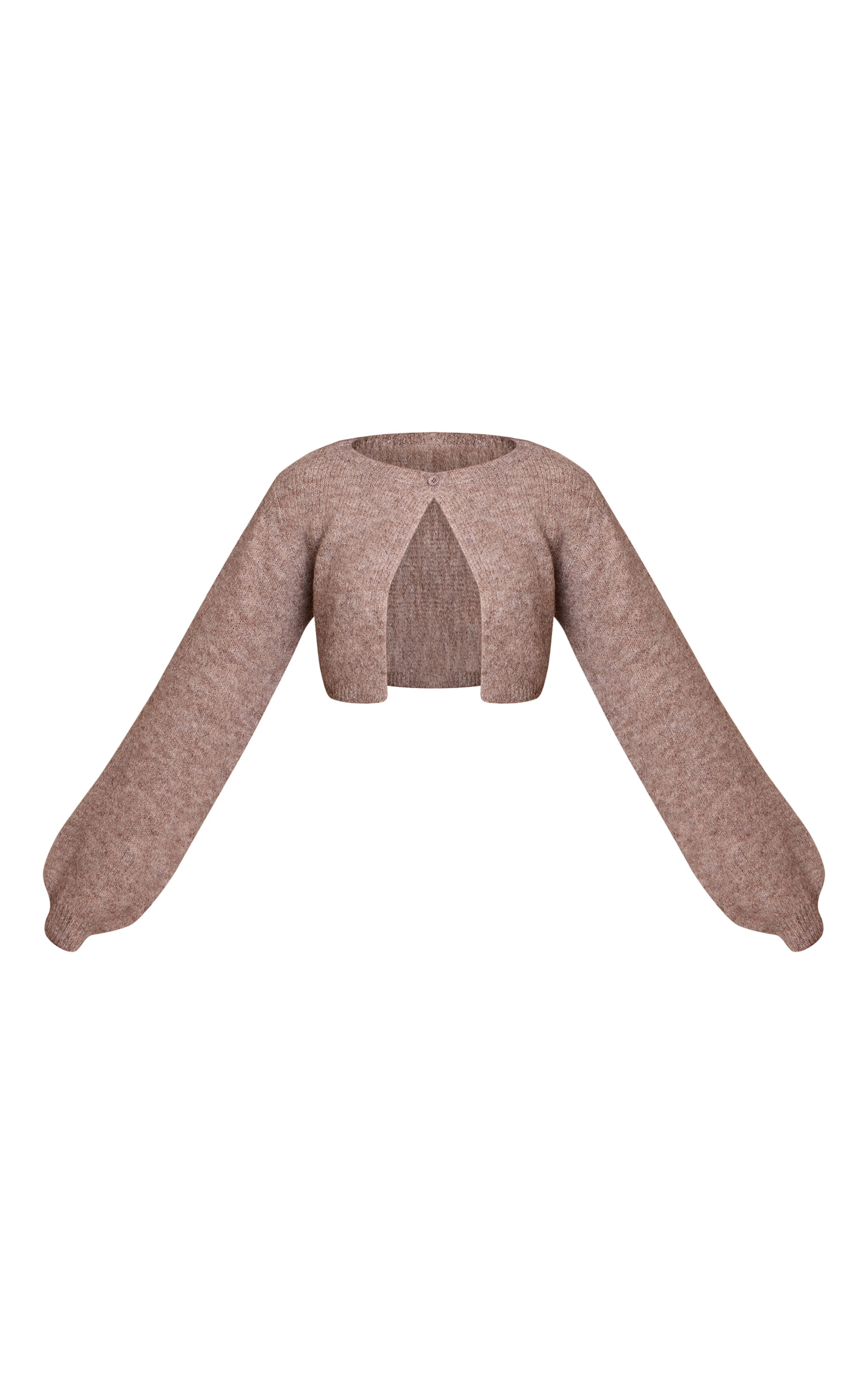 Taupe Knitted Extreme Cropped Cardigan image 5