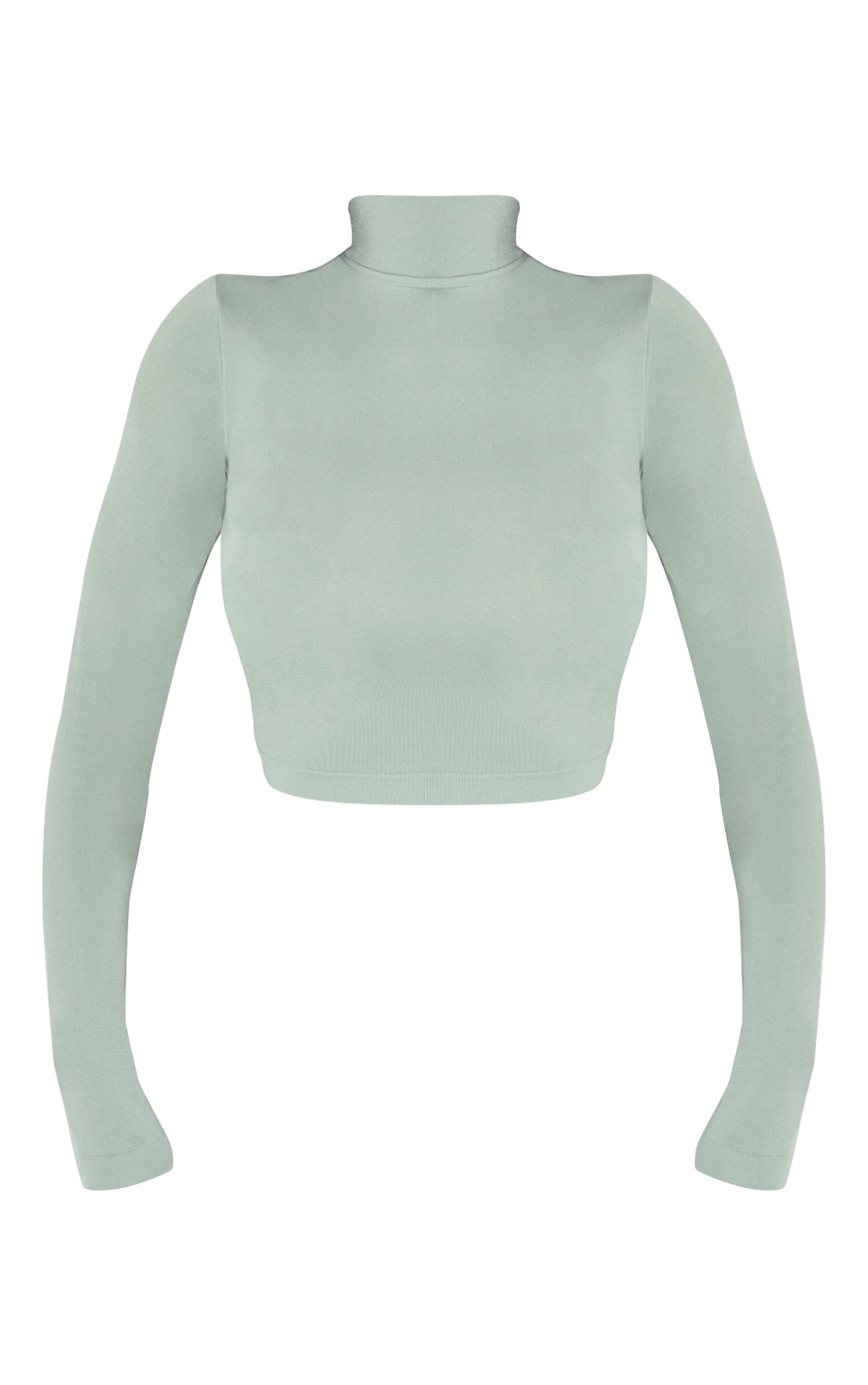 Shape Sage Green Stretch High Neck Long Sleeve Top | Shape