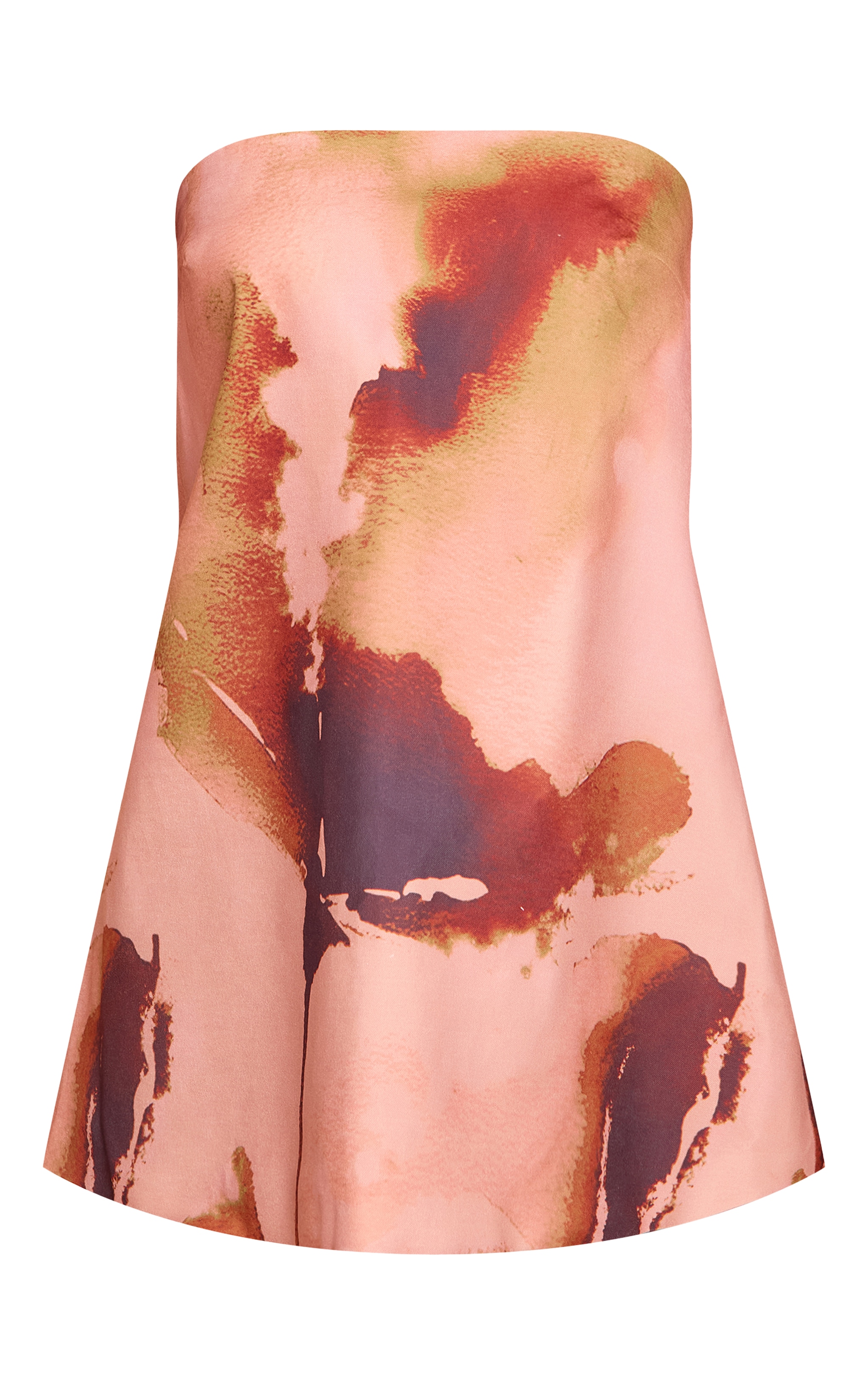 Brown Floral Printed Bandeau A-line Dress image 5