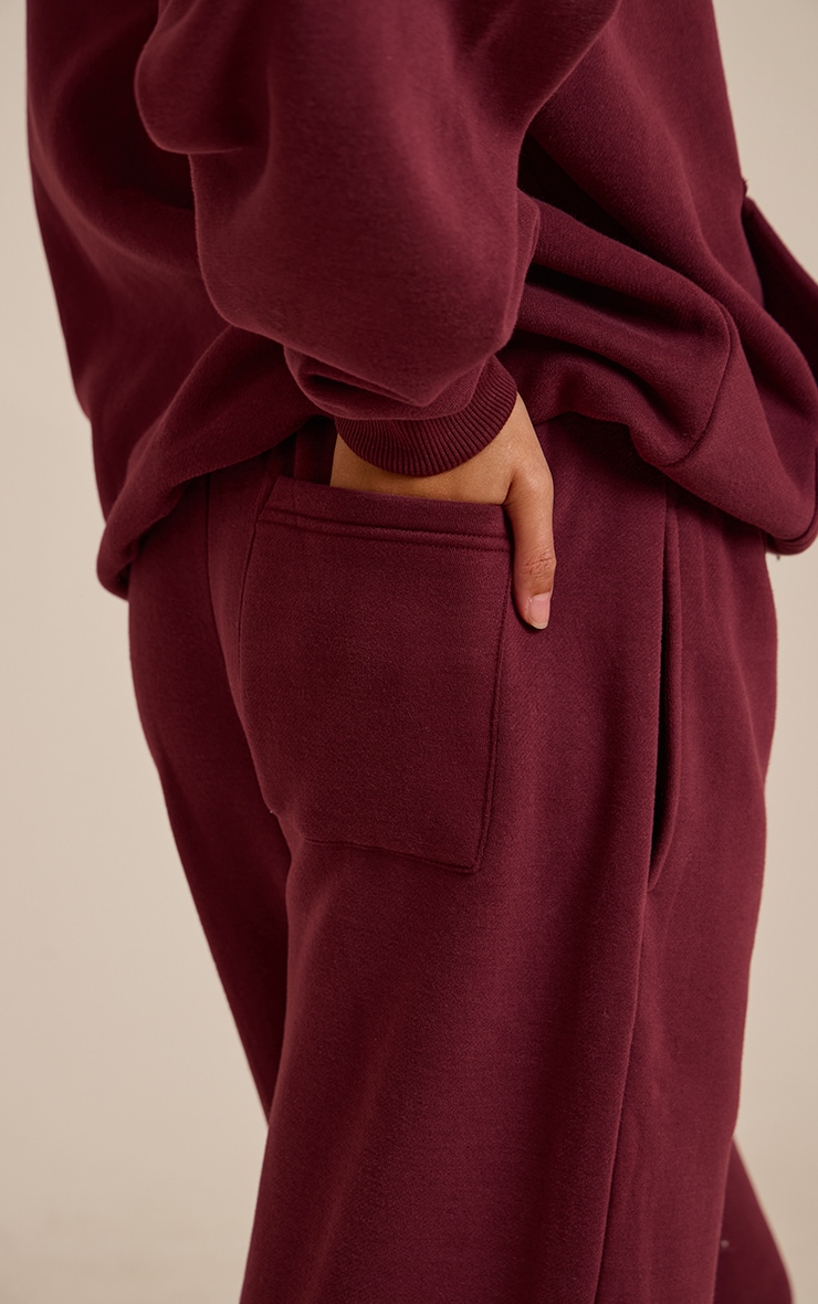 Jogging droit en coton polaire rouge vin image 4