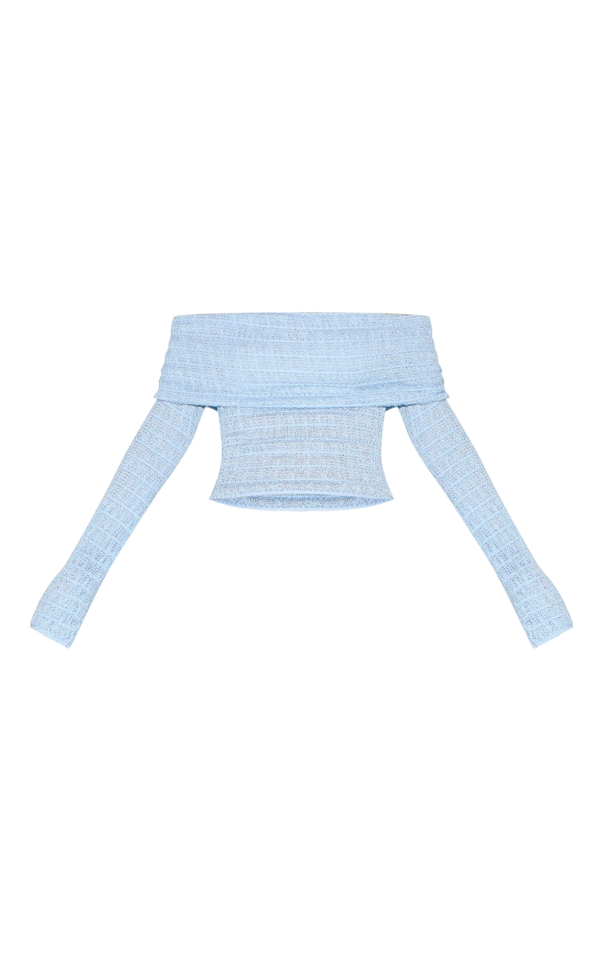 Blue Bardot Textured Knit Top image 5