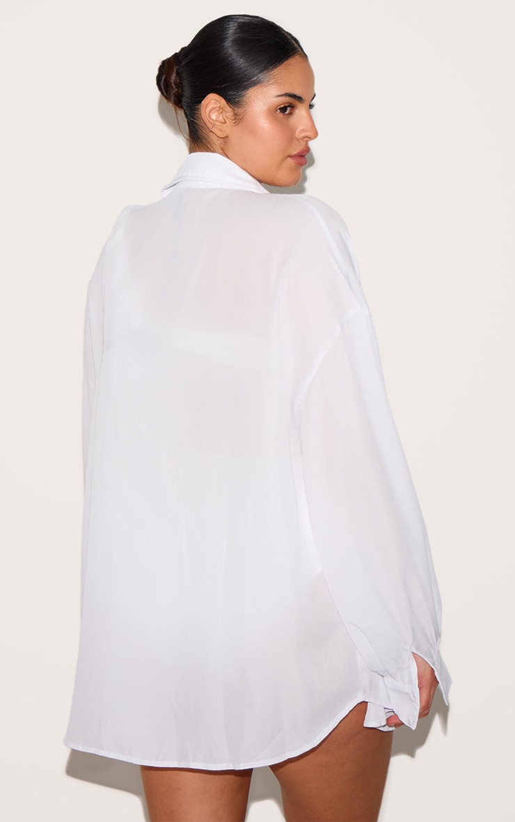 Plus White Oversized Beach Shirt image 2
